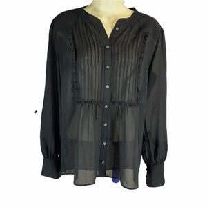J. Crew Womens Black Sheer Long Sleeve Top